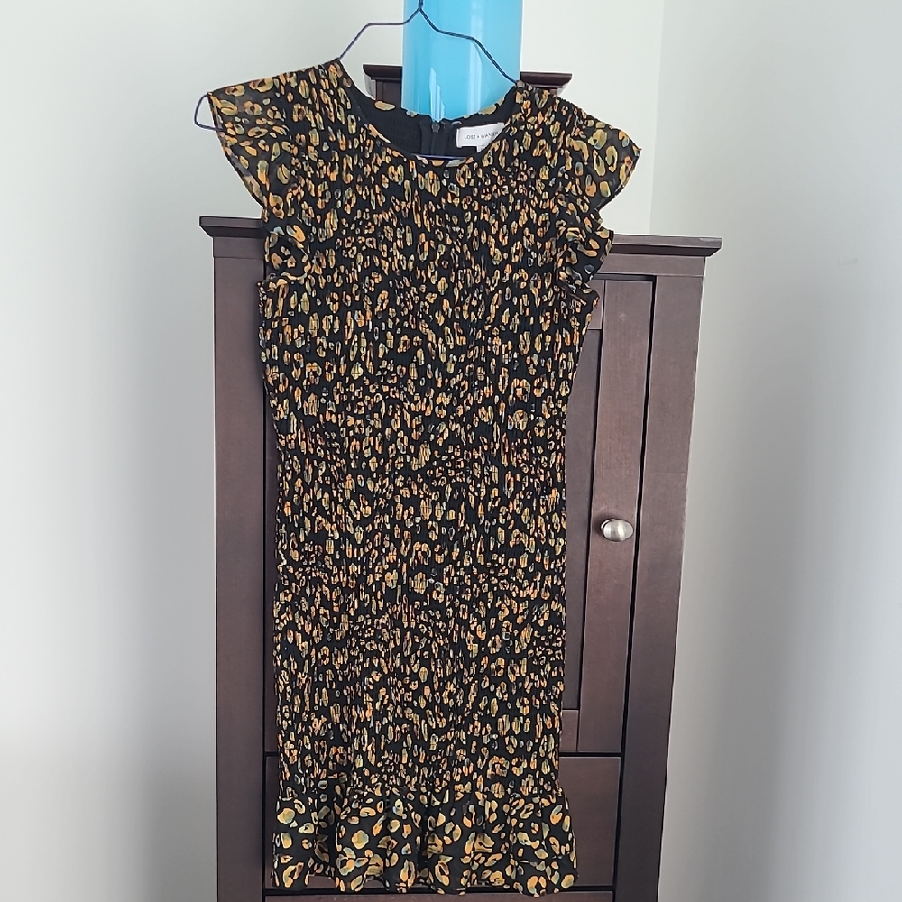 Lost + Wander Kids Dress in Black and Brown Leopard Print
